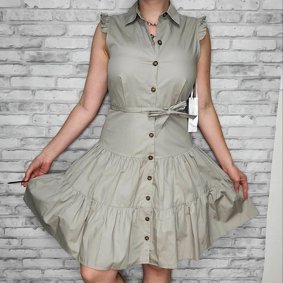 Calvin Klein Tan Summer Ruffle Mini Dress